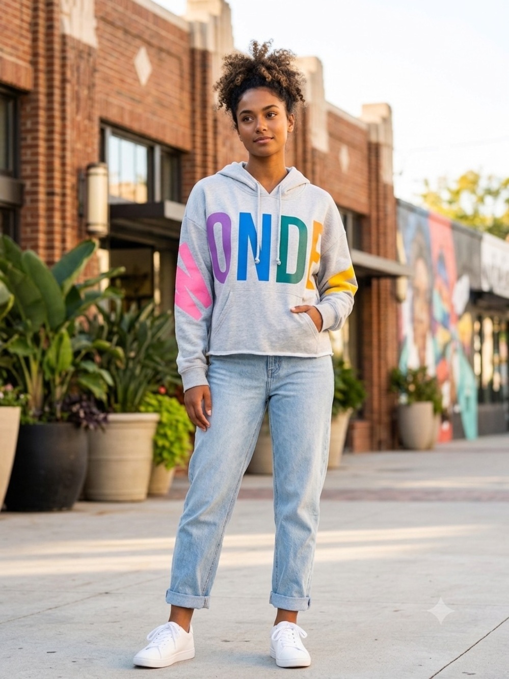 Flirtitude "WONDER" Colorblock Graphic Hoodie - Women's XL